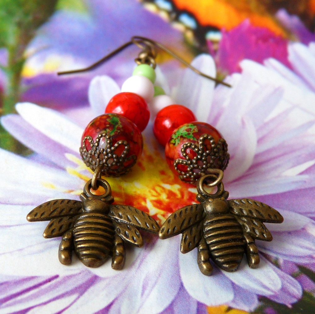 Náušnice - včelky