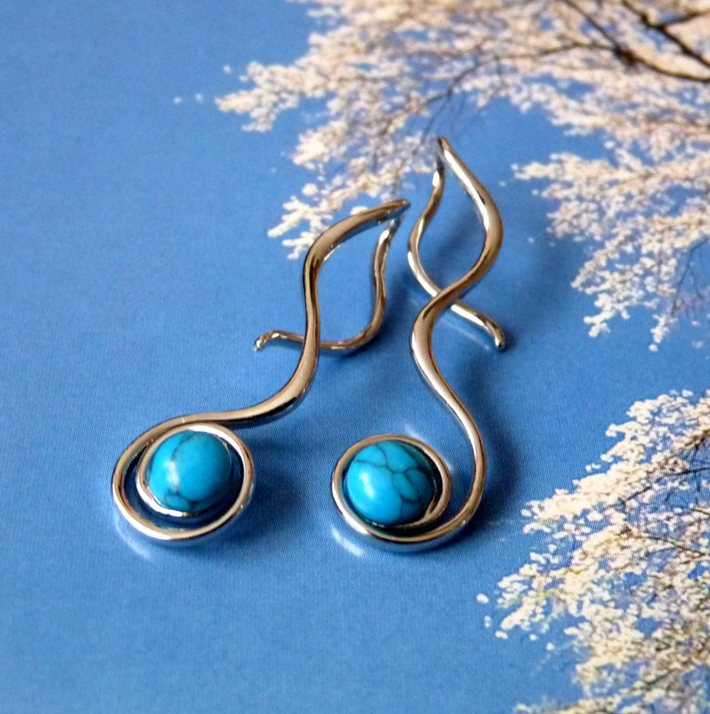 Náušnice - vlnky s howlitem