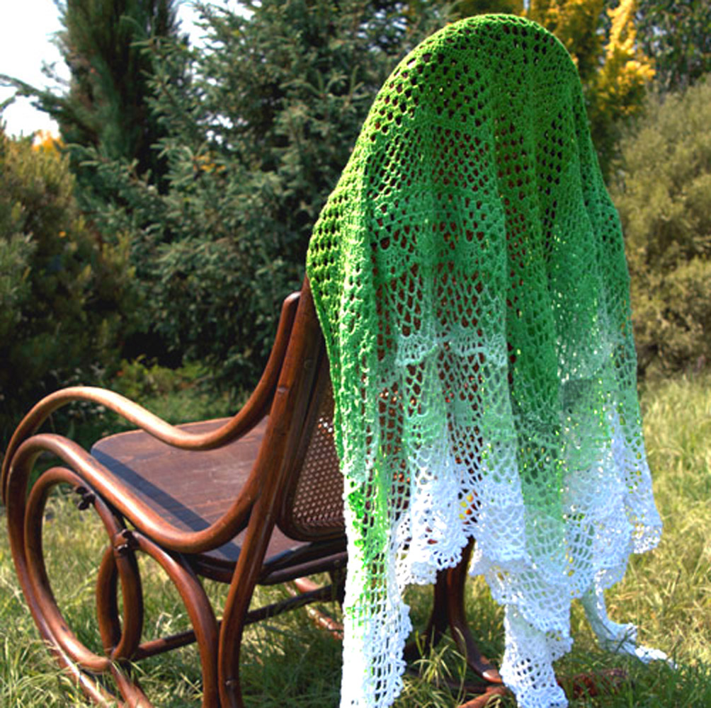 Háčkovaný šátek - jabloňový květ