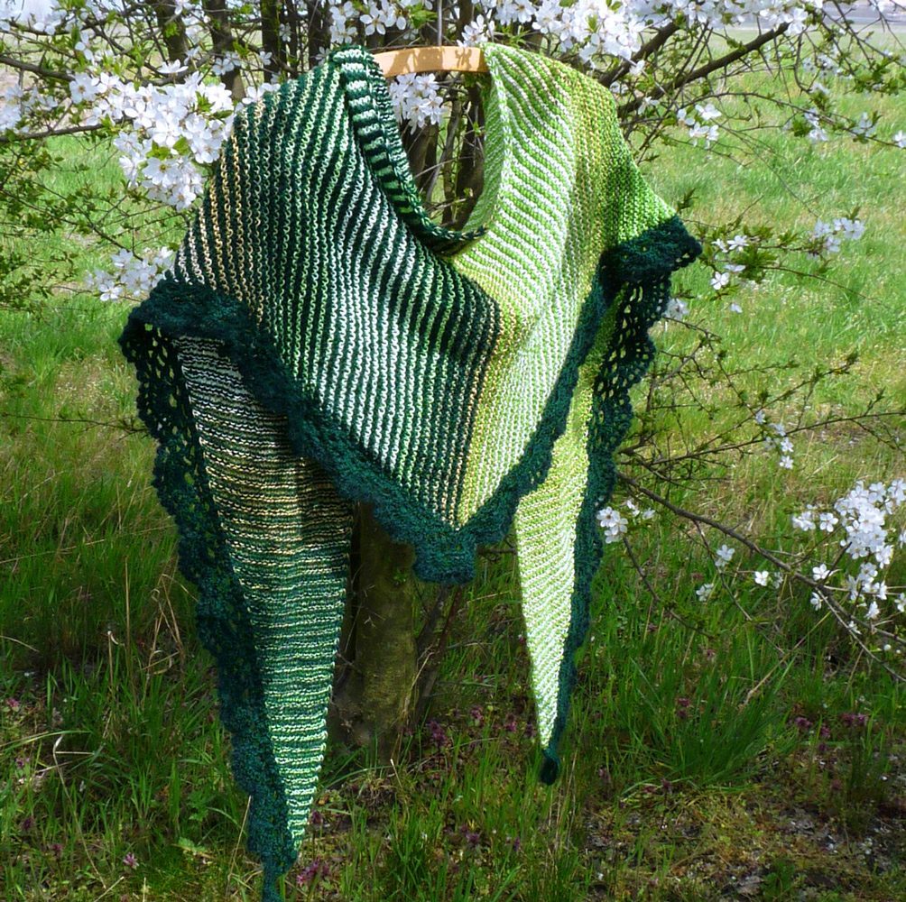 Pletený šátek - jablońový sad