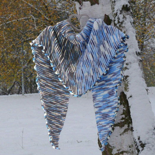 Pletený šátek - zimní krajina