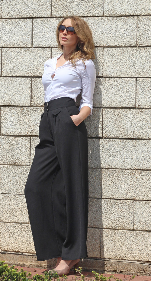 Černé široké kalhoty