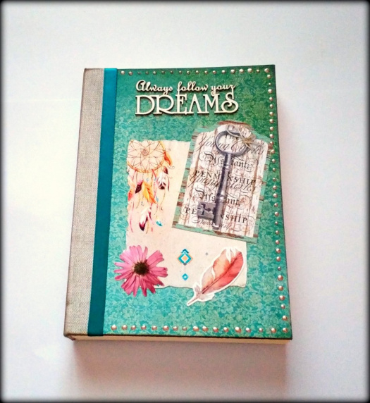 Ručne šitý denník/notes/zápisník/diár/náčrtník/skicár ,,Follow your dreams"