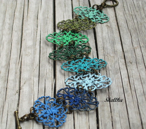 Náramek zeleno-modrý,patina