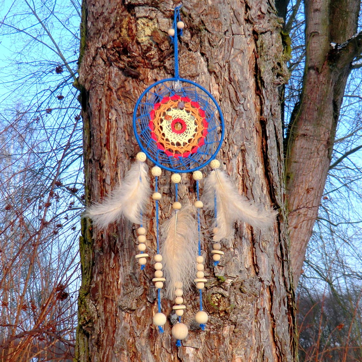 Lapač snů * na objednávku * Modrý - Mandala s Kameny