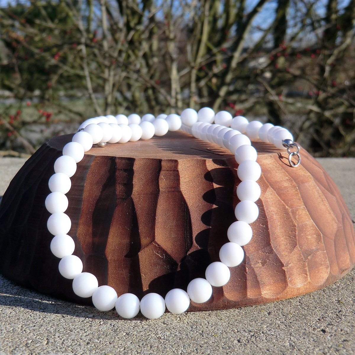 Korálkový náhrdelník * nerez ocel * křídově Bílé