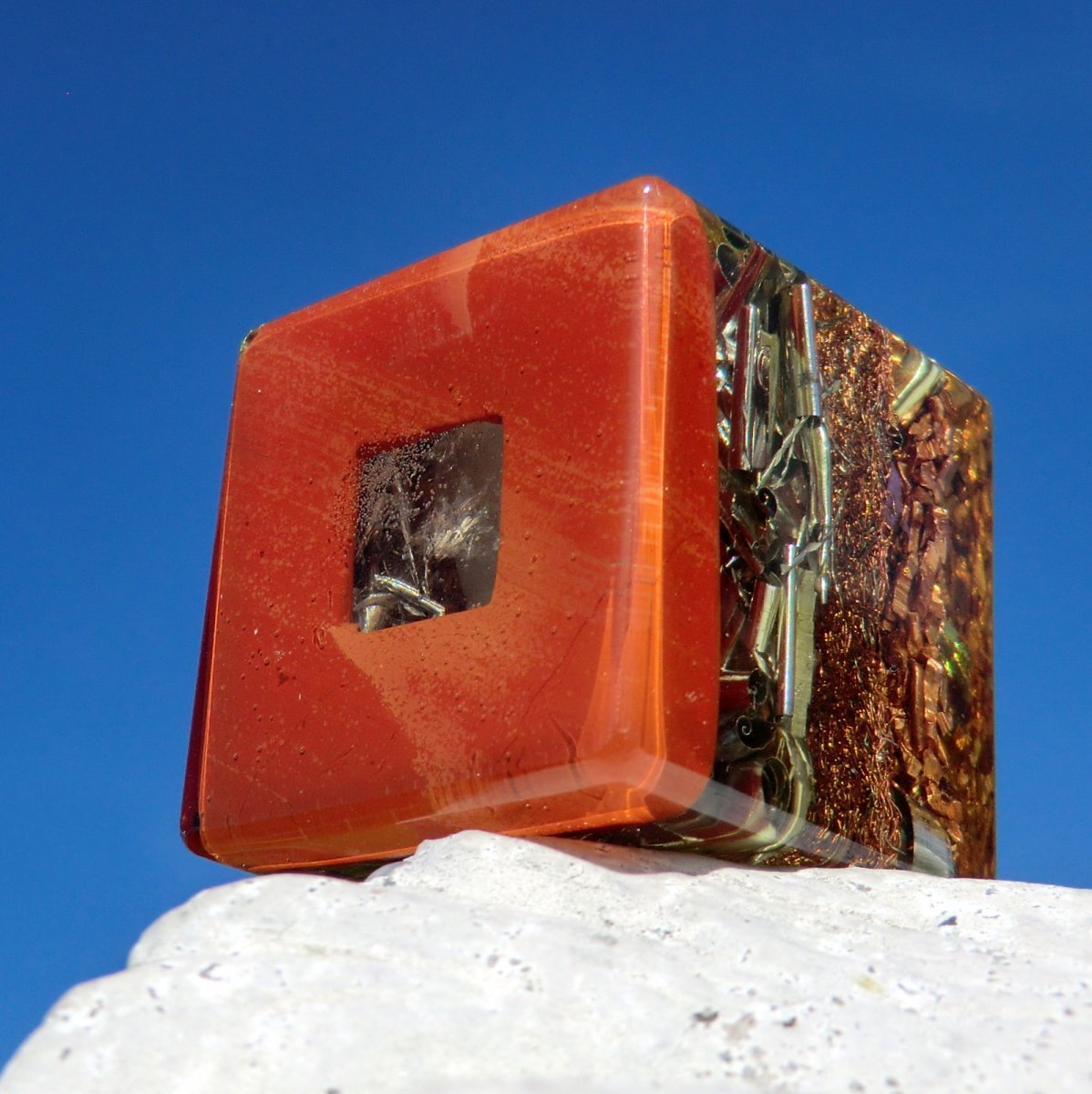 Kostka * orgonit * červený Jaspis pro sílu, odvahu