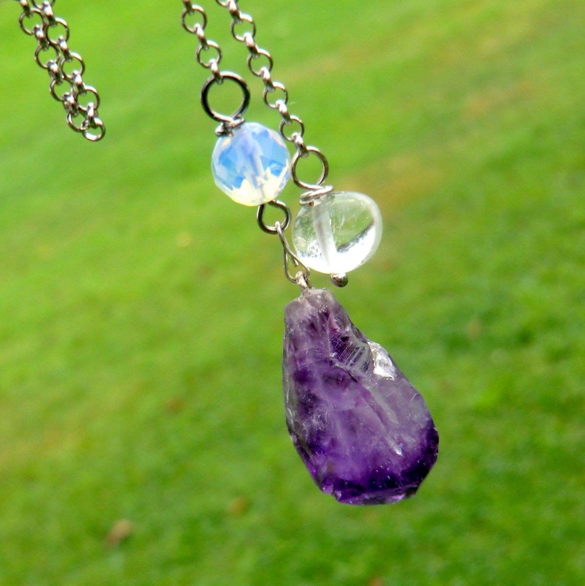 KYVADLO  * přírodní Ametyst * Opalit , Křišťál