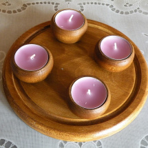  Originální 4 dřevěné svícny s podložkou - ořech