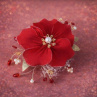 Svatební a společenský šperkový set s červeným květem a perličkami