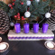 Dřevěný svícen, 4 svíčky adventní fialový