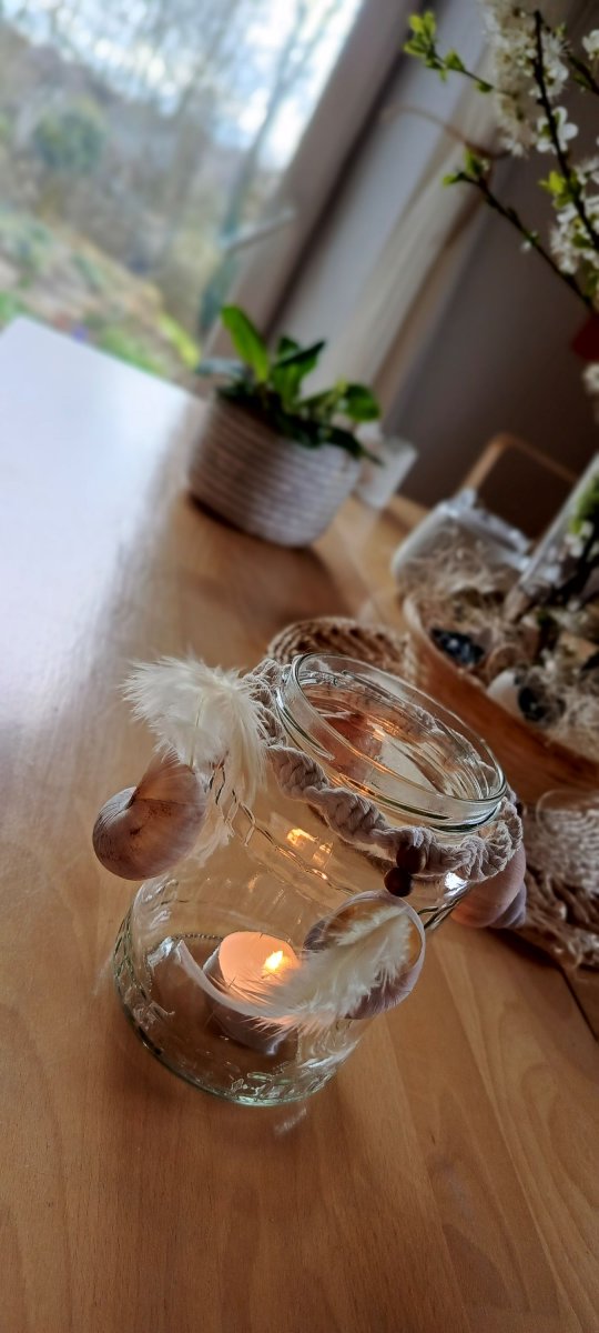 Macramé svícen "šnečí ulita"