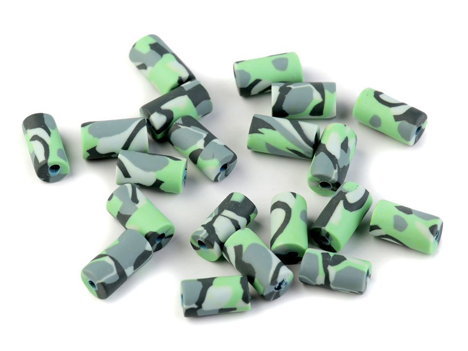 Fimo korálky army - 10 kusů