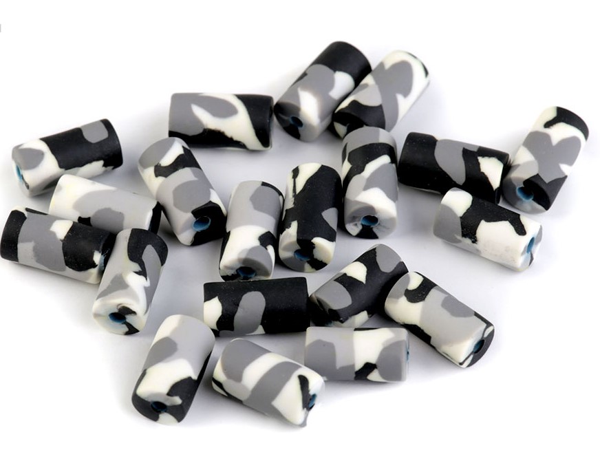 Fimo korálky army - 10 kusů