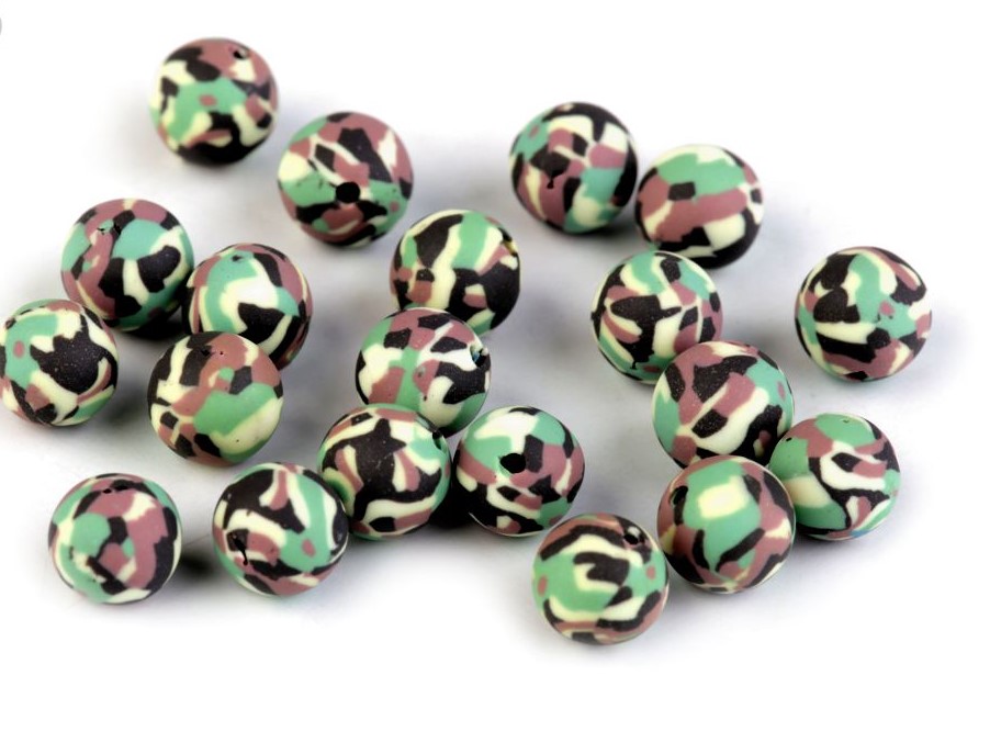 Fimo korálky army- 5 kusů