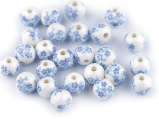 Porcelánové korálky 8 mm (5ks) - modrá