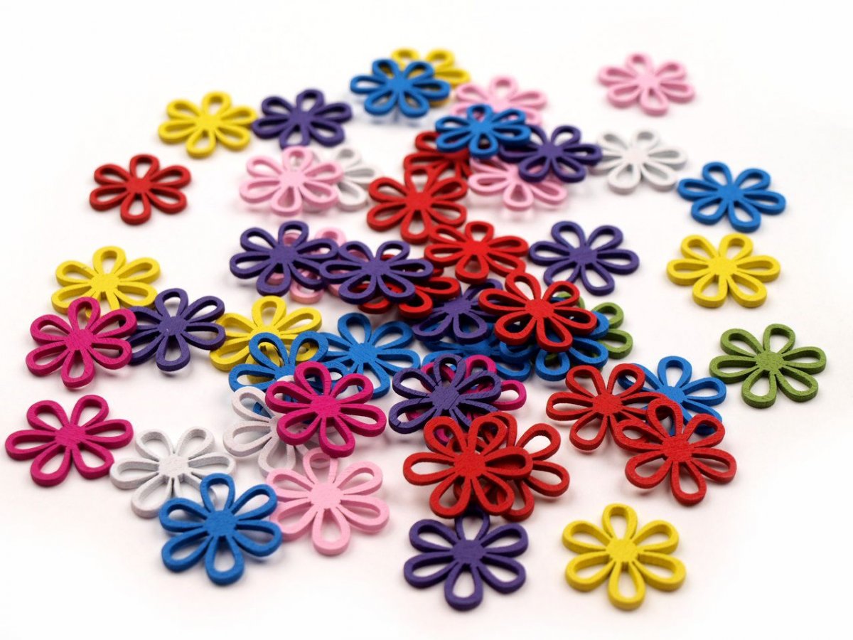 Dřevěný výsek Květ 4ks- Zelená