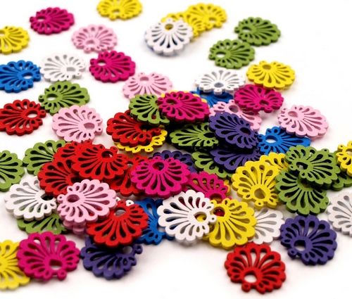 Dřevěný výsek mušle 8ks- Růžové ,modré