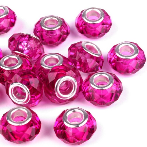 Broušené korálky s velkým průvlekem-růžová