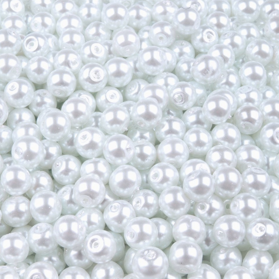 Skleněné voskované kuličky 4mm - 90 ks - bílé