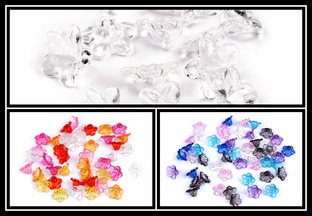 Korálky zvonečky transparent 12x7 mm