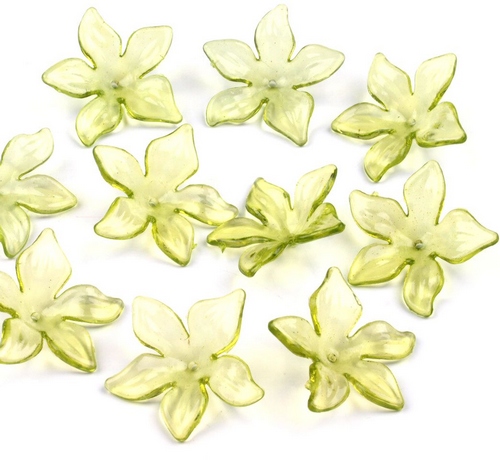 Květ plast Ø29mm TRANSPARENT- 2ks zelenkavá