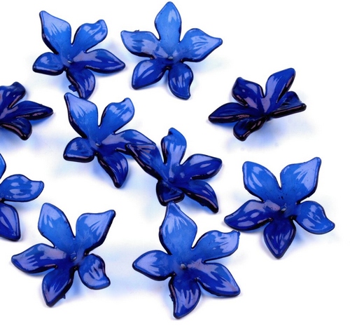 Květ plast Ø29mm TRANSPARENT- 2ks modrá tmavá