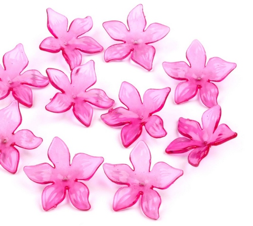 Květ plast Ø29mm TRANSPARENT- 2ks růžová