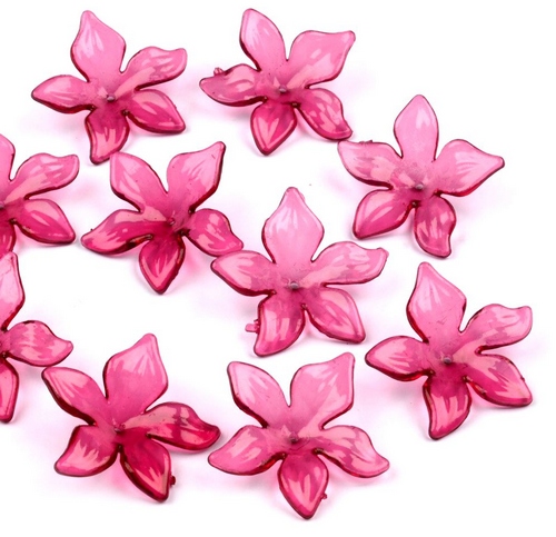 Květ plast Ø29mm TRANSPARENT- 2ks fuchsiová