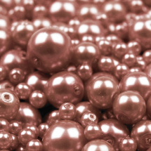 Světlehnědé voskované perly MIX velikostí cca Ø4-10mm 
