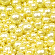 Žlutozelené voskované perly MIX velikostí cca Ø4-10mm 