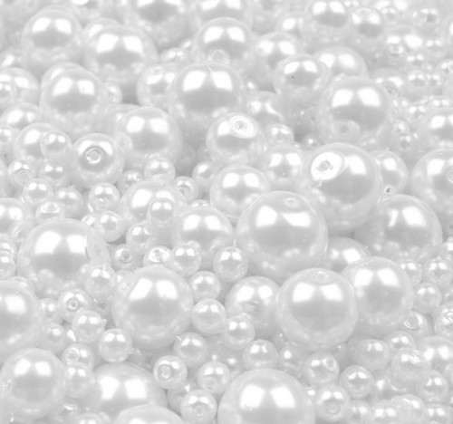 Voskované perly MIX velikostí cca Ø4-10mm - 10 ks