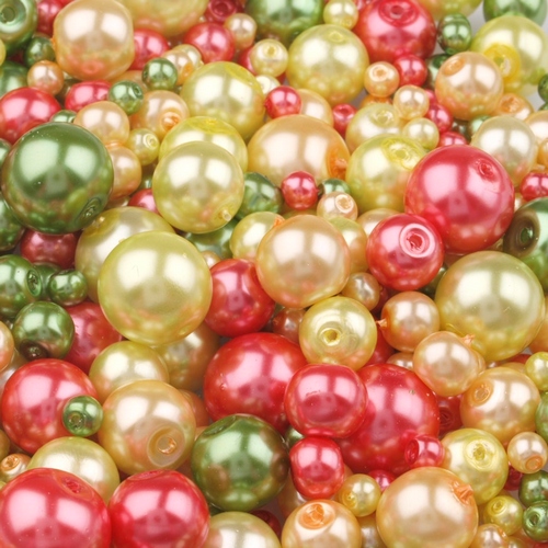 Voskované perly MIX velikostí cca Ø4-8mm - 14 ks