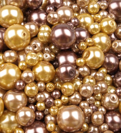 Voskované perly MIX velikostí cca Ø4-10mm - 12 ks