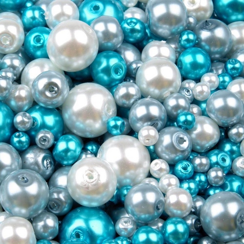 Voskované perly MIX velikostí cca Ø4-12mm - 12 ks