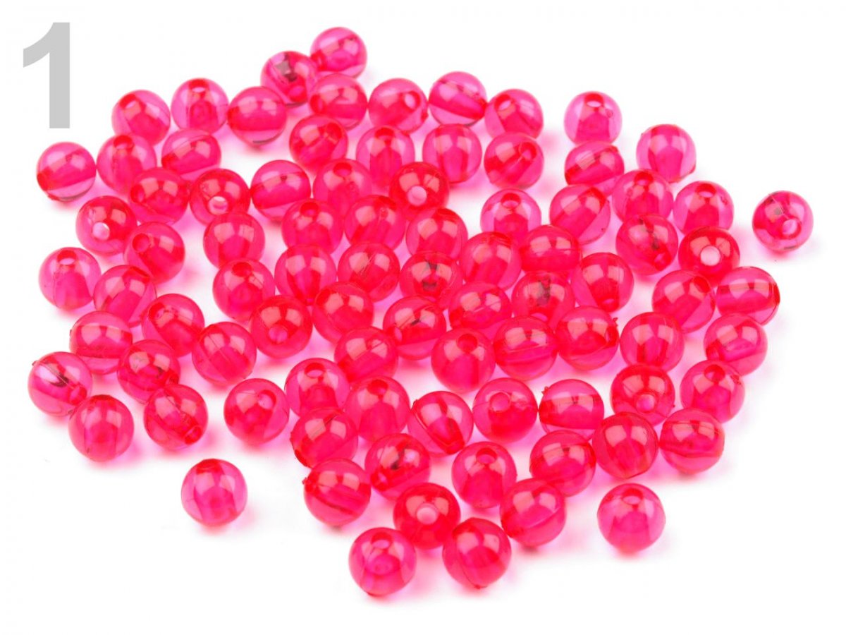 Korálky Ø8mm plast TRANSPARENT 20 ks