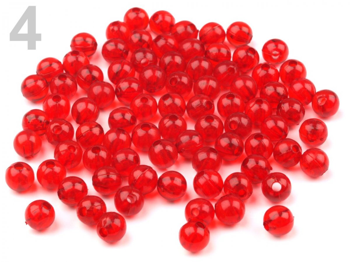 Korálky Ø8mm plast TRANSPARENT 20 ks