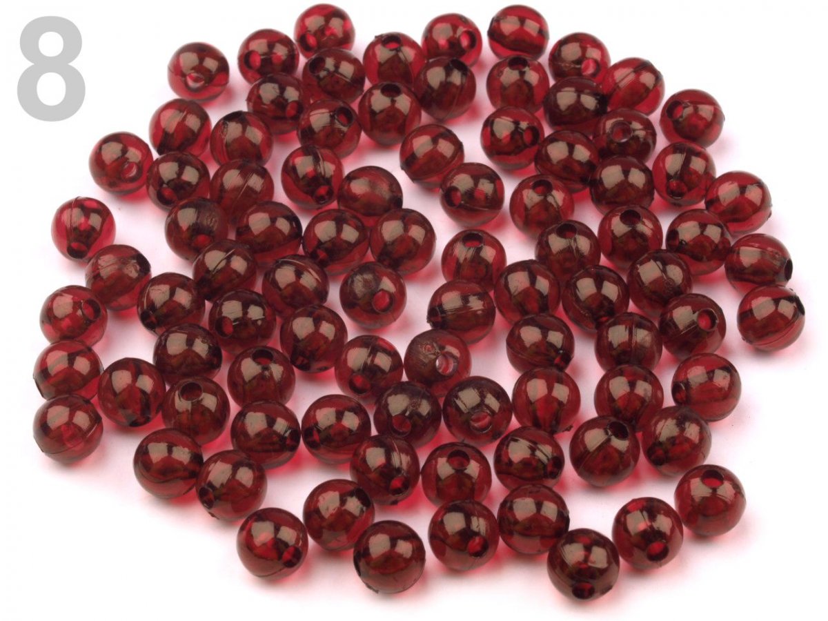 Korálky Ø8mm plast TRANSPARENT 20 ks