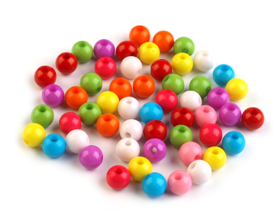 Plastové korálky Color mix 7 mm - (50ks)