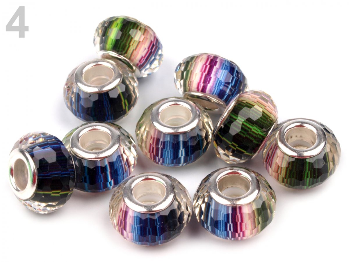 Korálky plastové broušené s velkým průvlekem 9x14mm