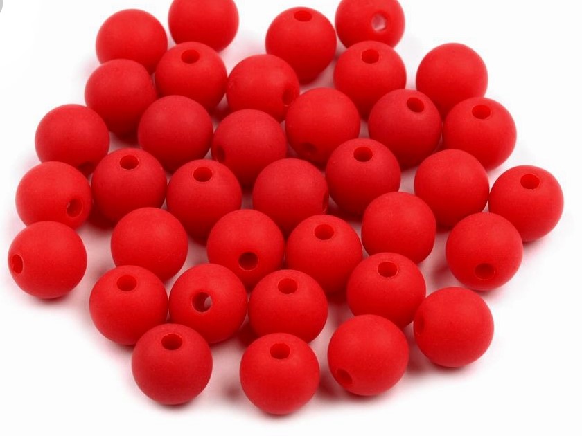 Plastové korálky 8mm (30ks) -čevená