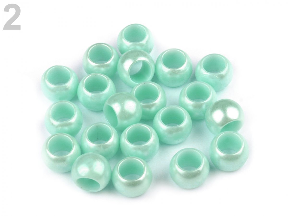 Korálky plastové  s velkým průvlekem 7x10 mm