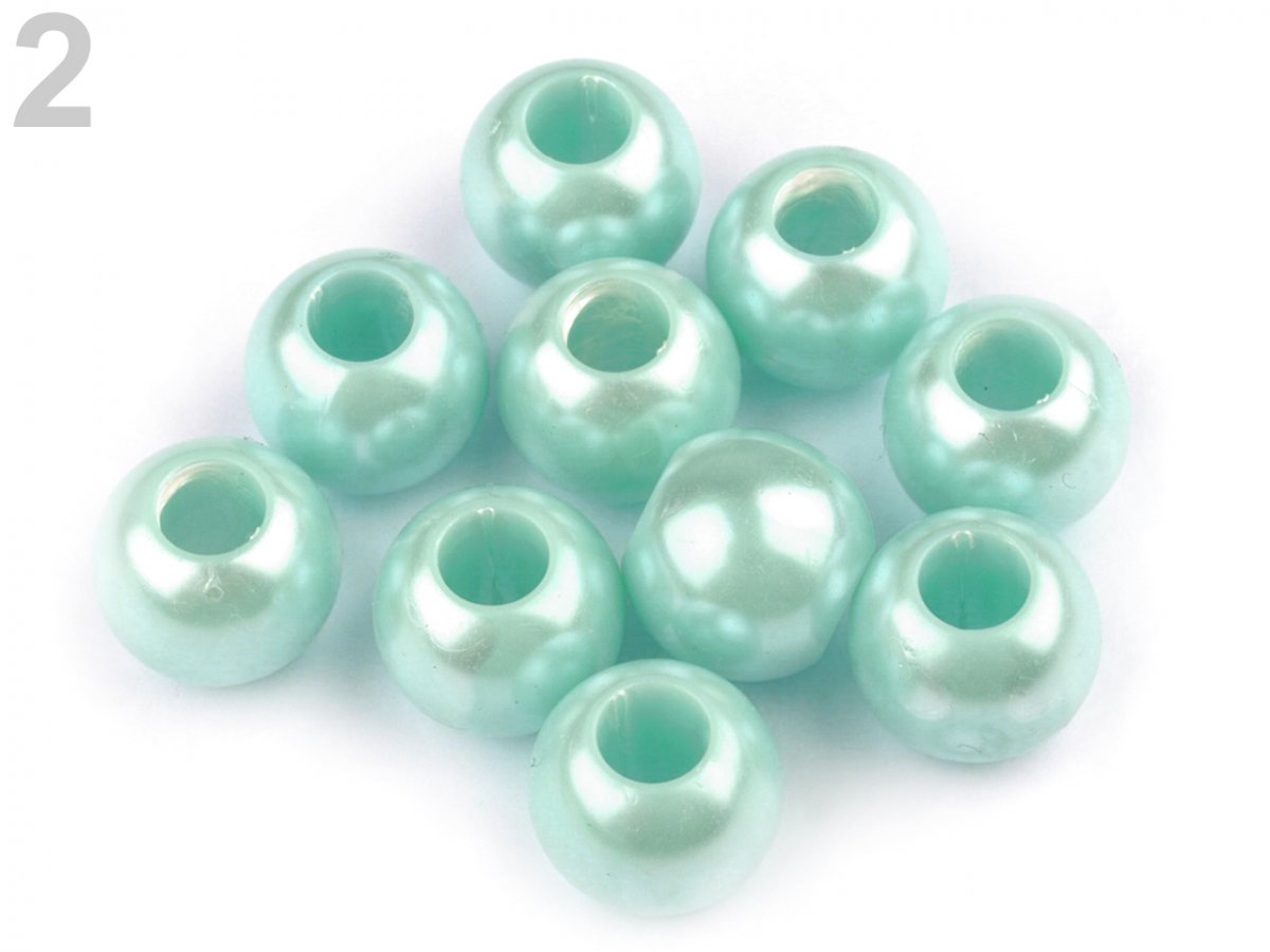 Korálky plastové  s velkým průvlekem 12x14mm