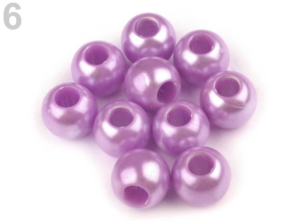 Korálky plastové  s velkým průvlekem 12x14mm