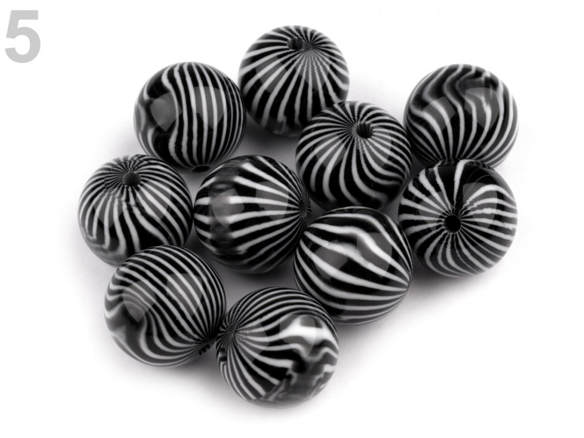 Korálky plastové 14mm proužky