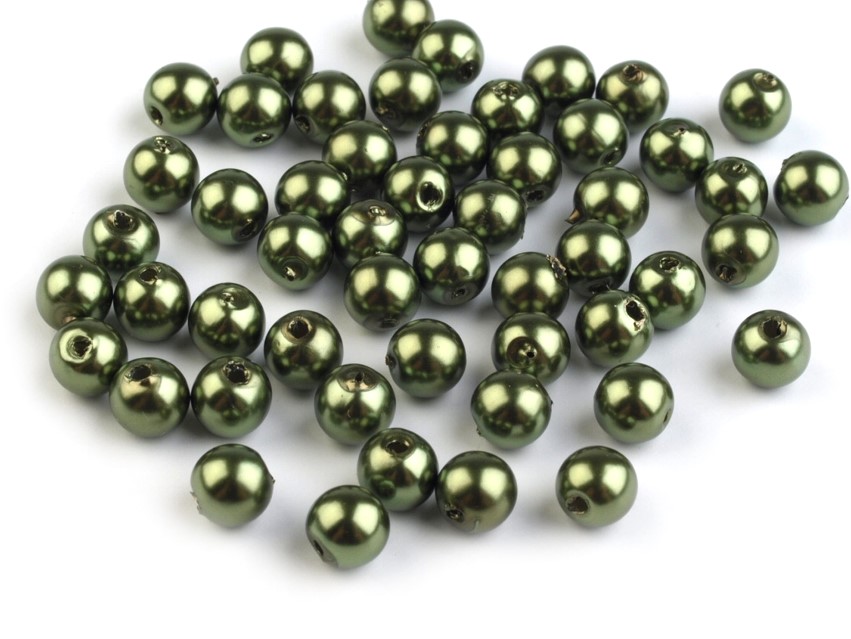 Plastové korálky 6mm (60ks) - khaki