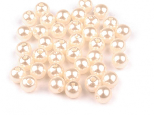 Plastové korálky 6mm (60ks) - perlová