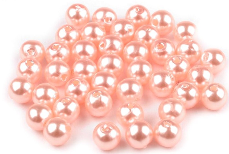 Plastové korálky 6 mm (60ks) - lososová