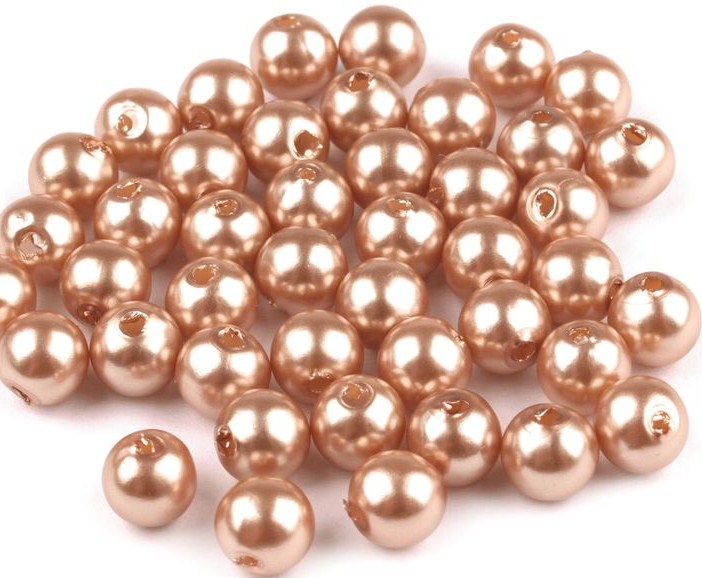 Plastové korálky 6 mm  (60ks) - pudrová
