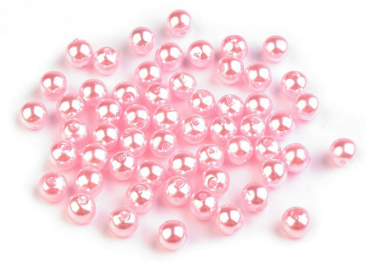 Plastové voskové korálky 6 mm (20g) - růžová